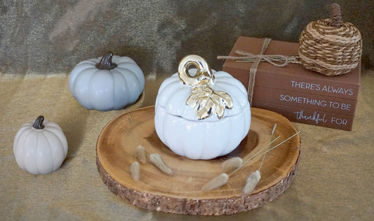 White Gold Pumpkin Candle