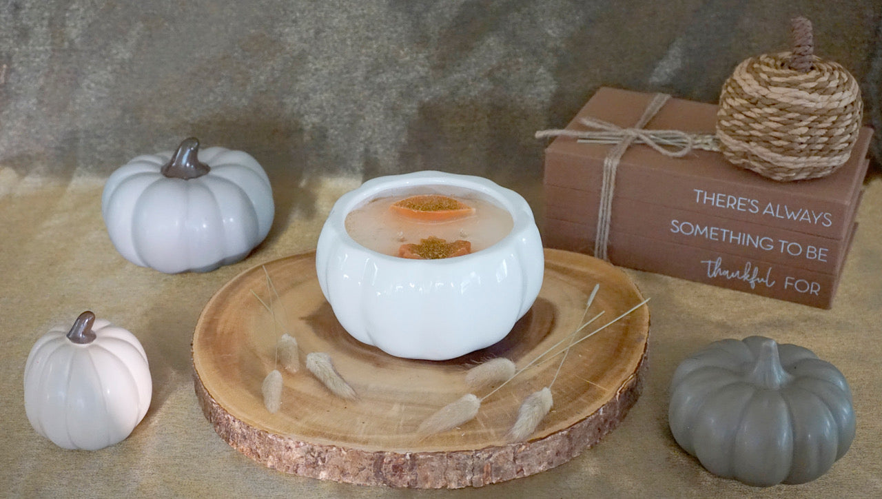 White Gold Pumpkin Candle
